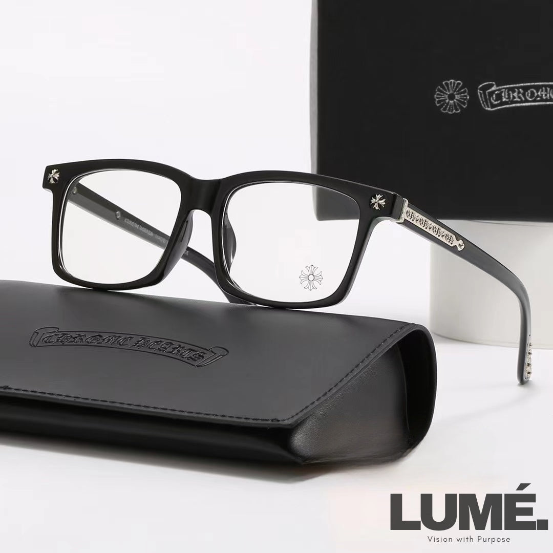 CHROME  SQUARE-FRAME GLASSES
