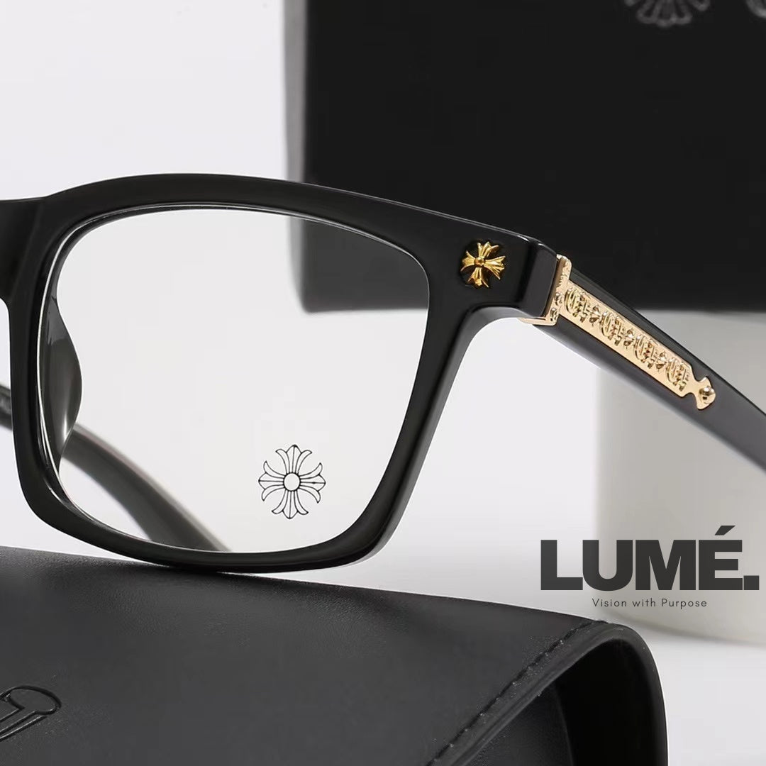 CHROME  SQUARE-FRAME GLASSES