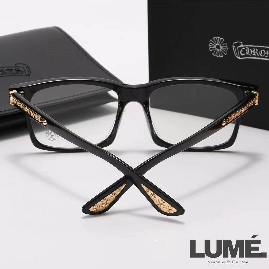 CHROME  SQUARE-FRAME GLASSES