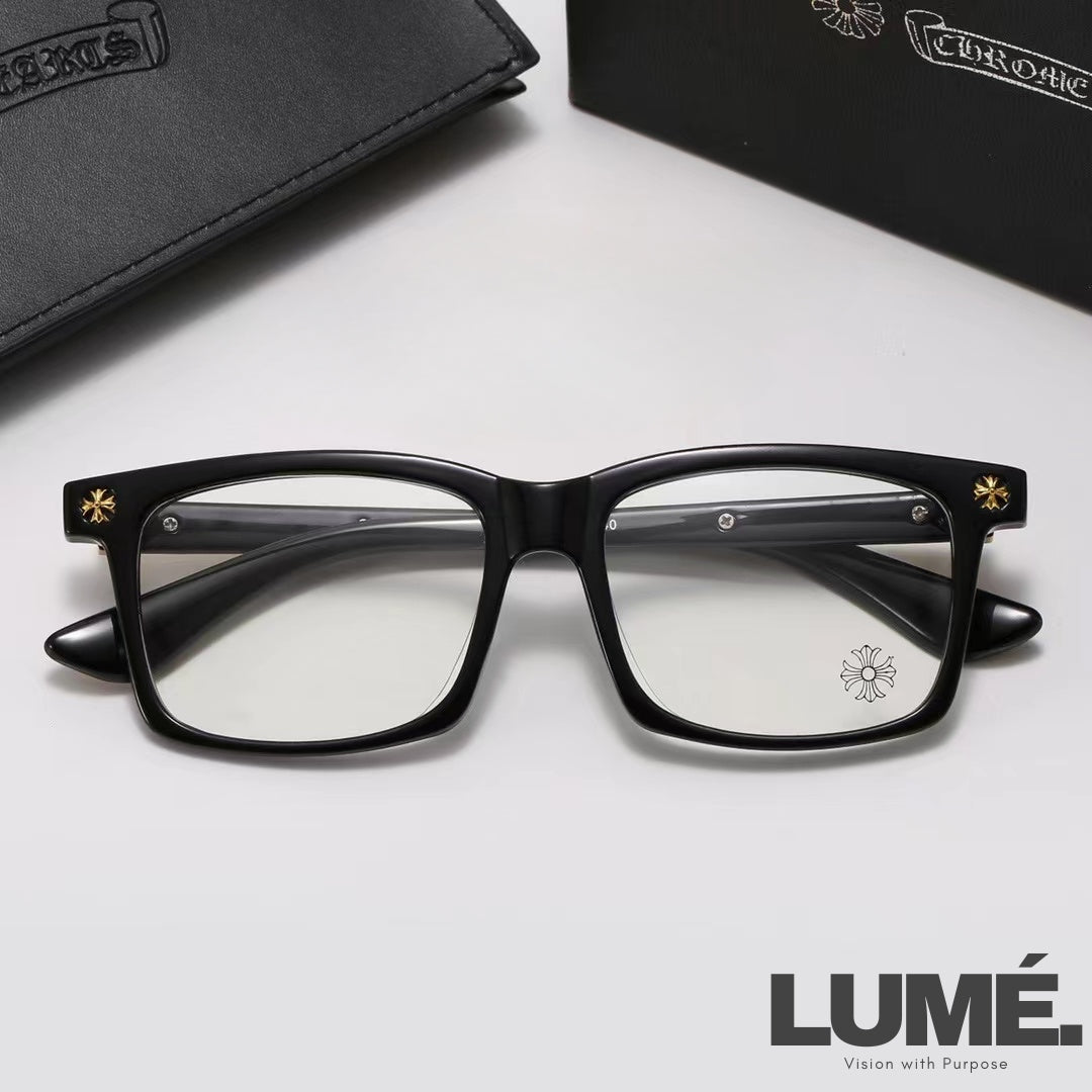 CHROME  SQUARE-FRAME GLASSES