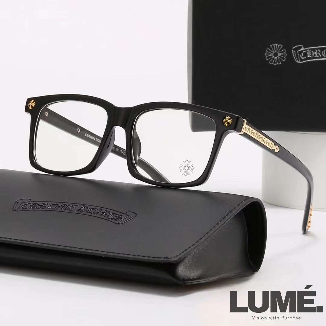 CHROME  SQUARE-FRAME GLASSES