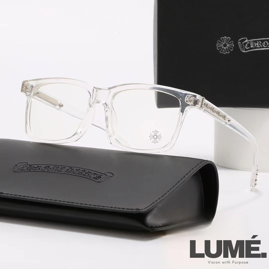 CHROME  SQUARE-FRAME GLASSES