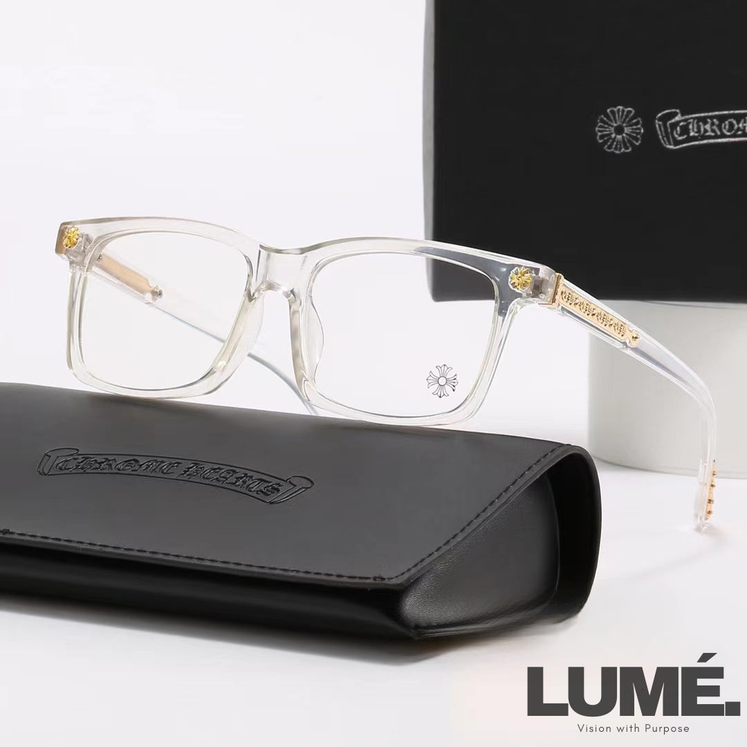 CHROME  SQUARE-FRAME GLASSES