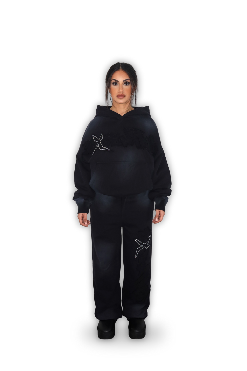 RHINESTONE JOGGER CARBON BLACK