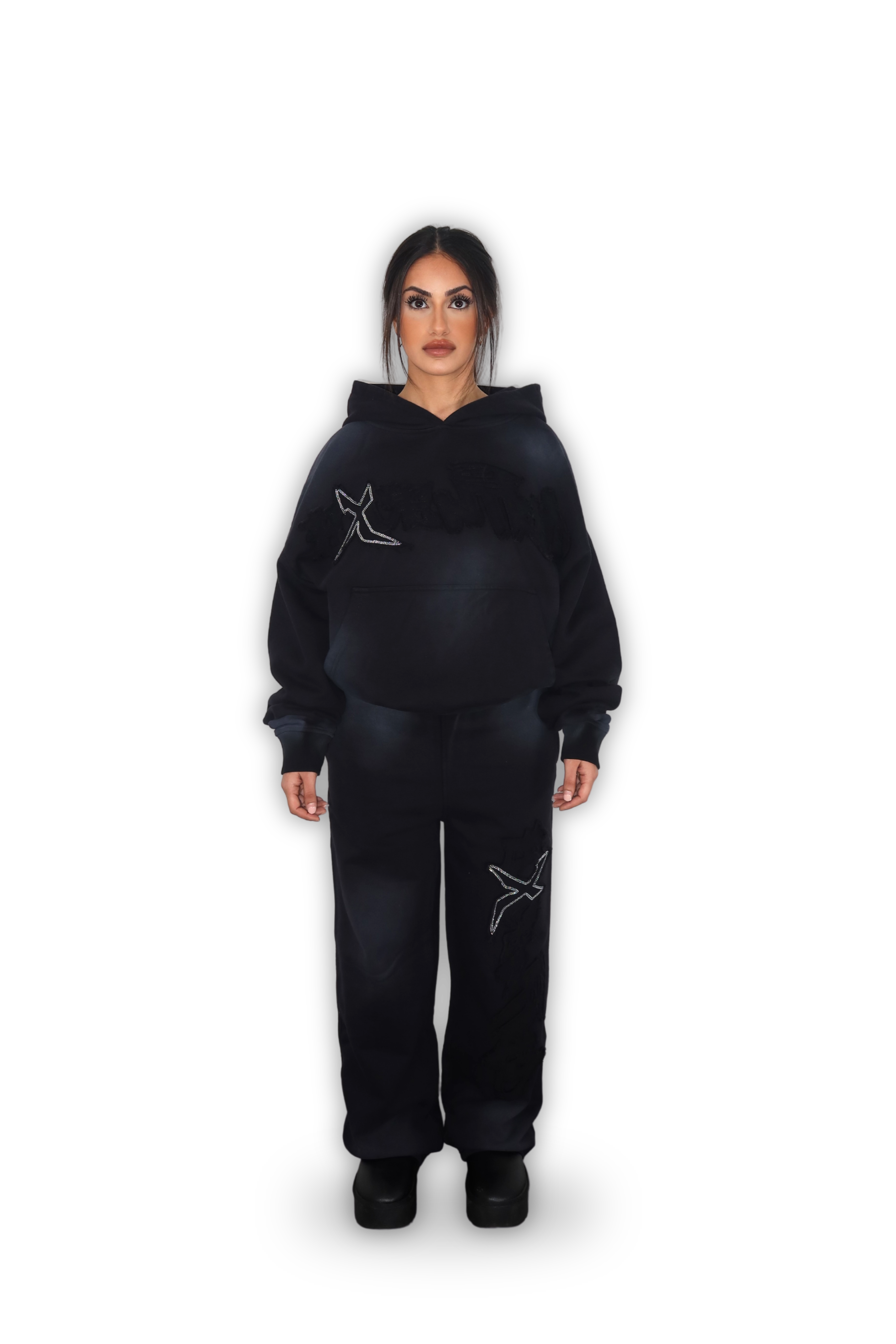 RHINESTONE JOGGER CARBON BLACK