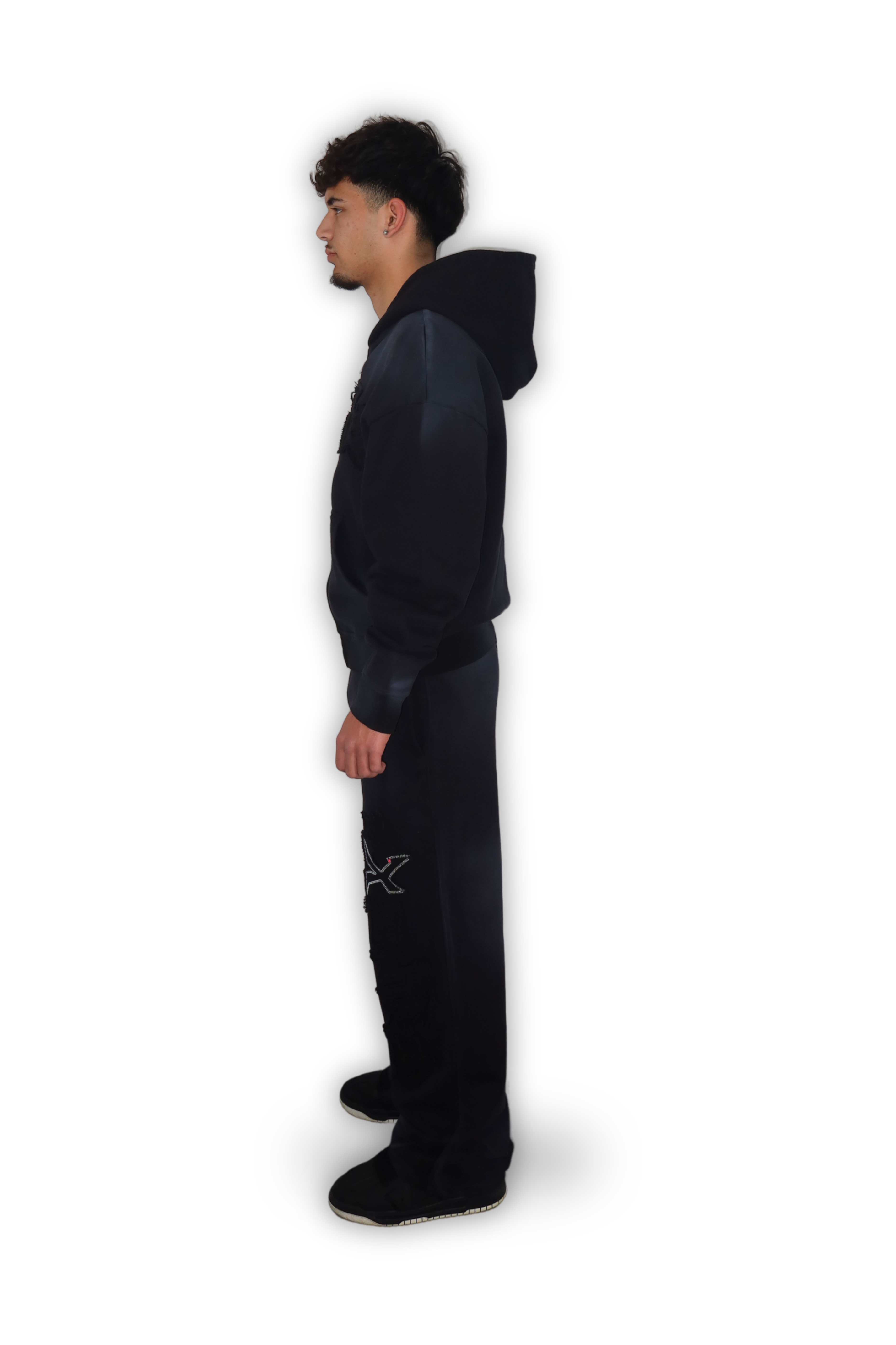 RHINESTONE HOODIE CARBON BLACK
