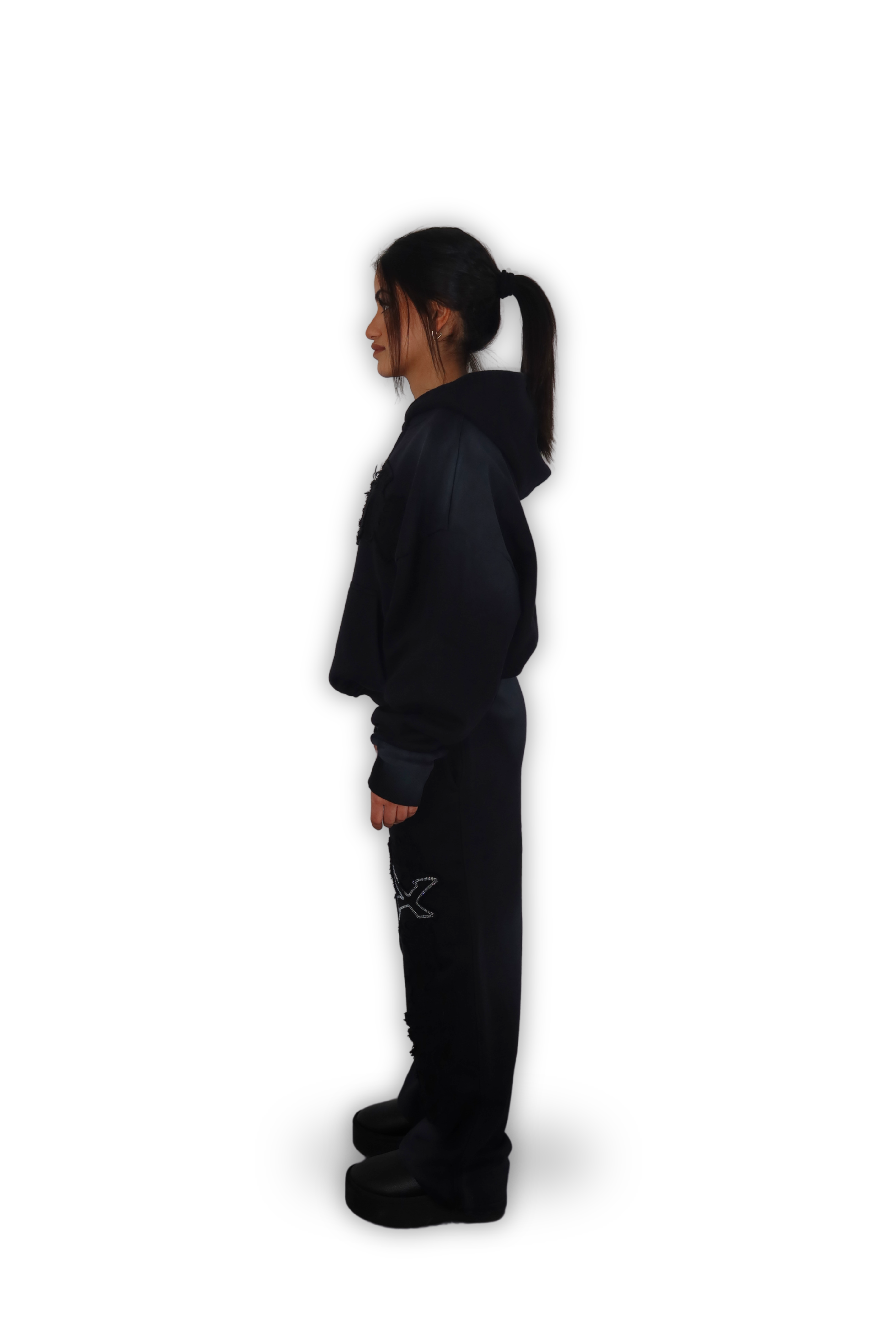 RHINESTONE JOGGER CARBON BLACK