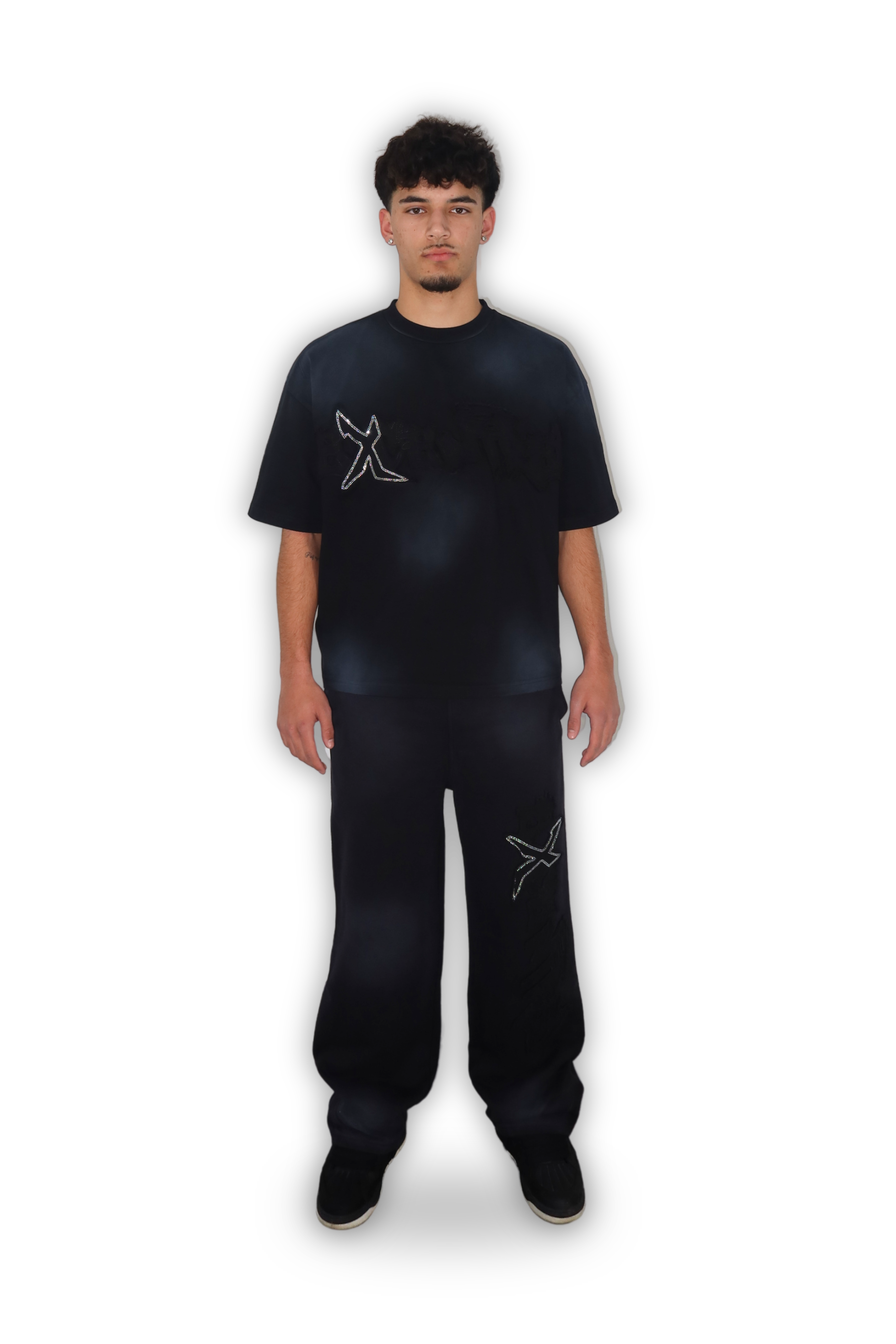 RHINESTONE T-SHIRT CARBON BLACK