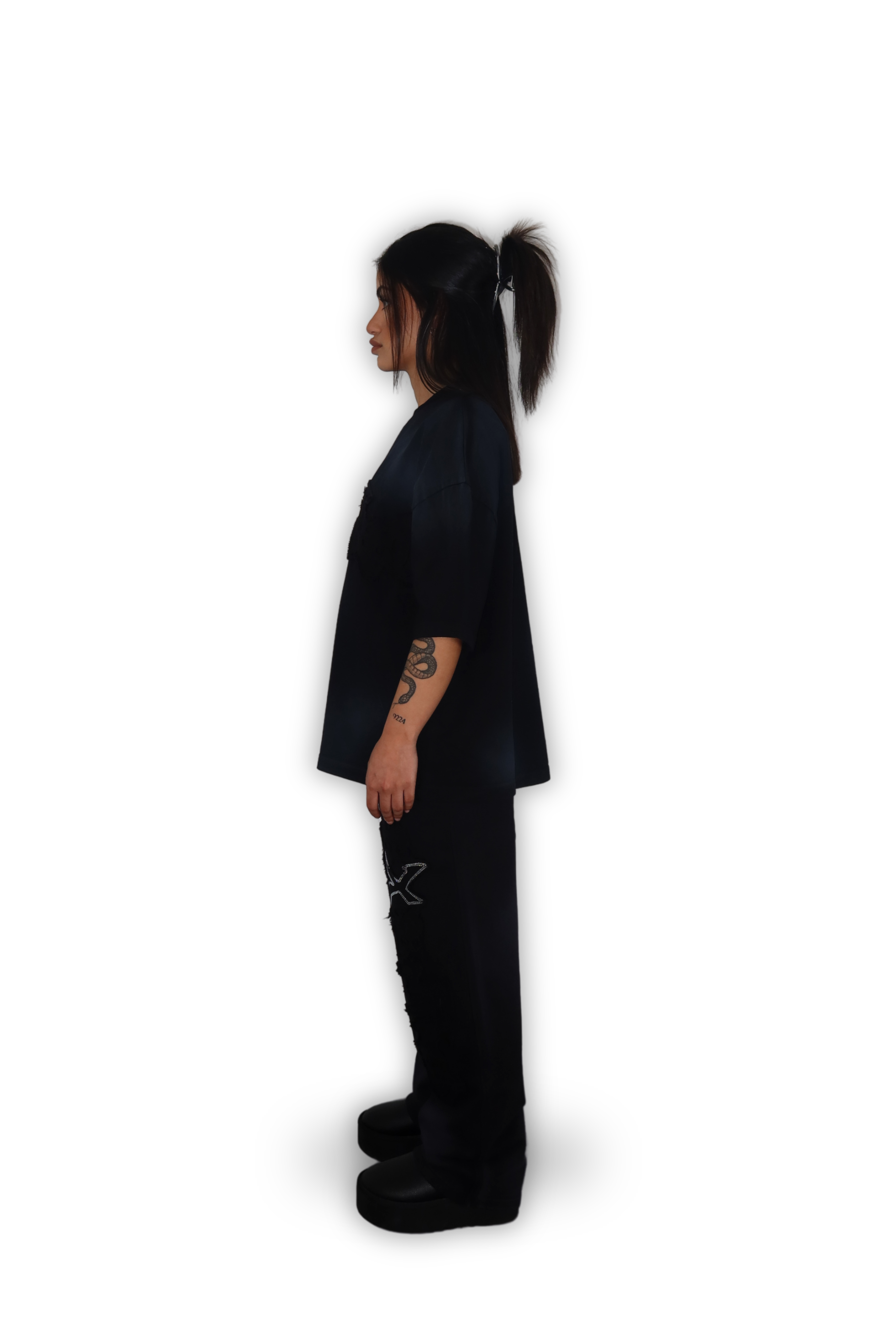 RHINESTONE T-SHIRT CARBON BLACK