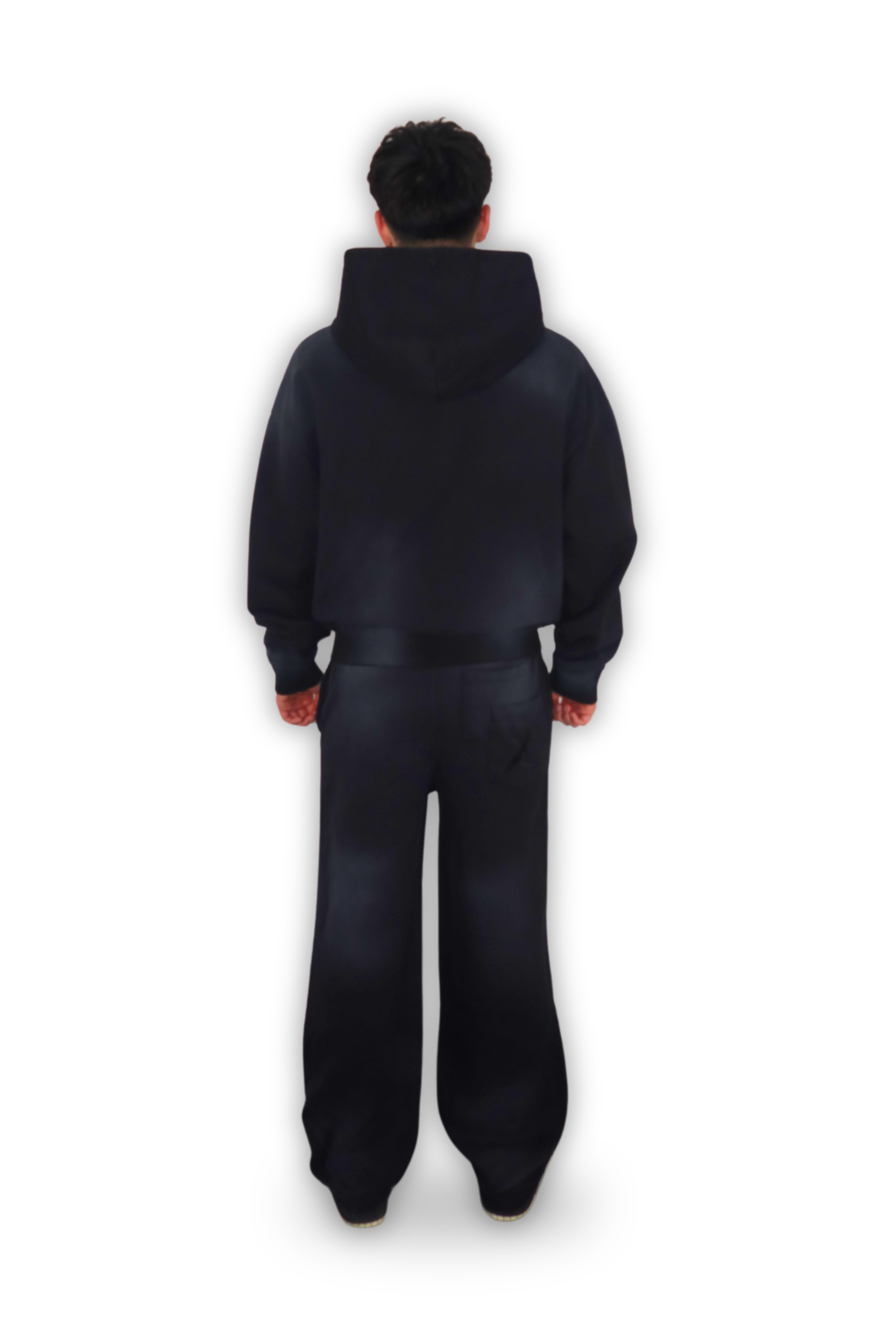 RHINESTONE ZIP HOODIE CARBON BLACK
