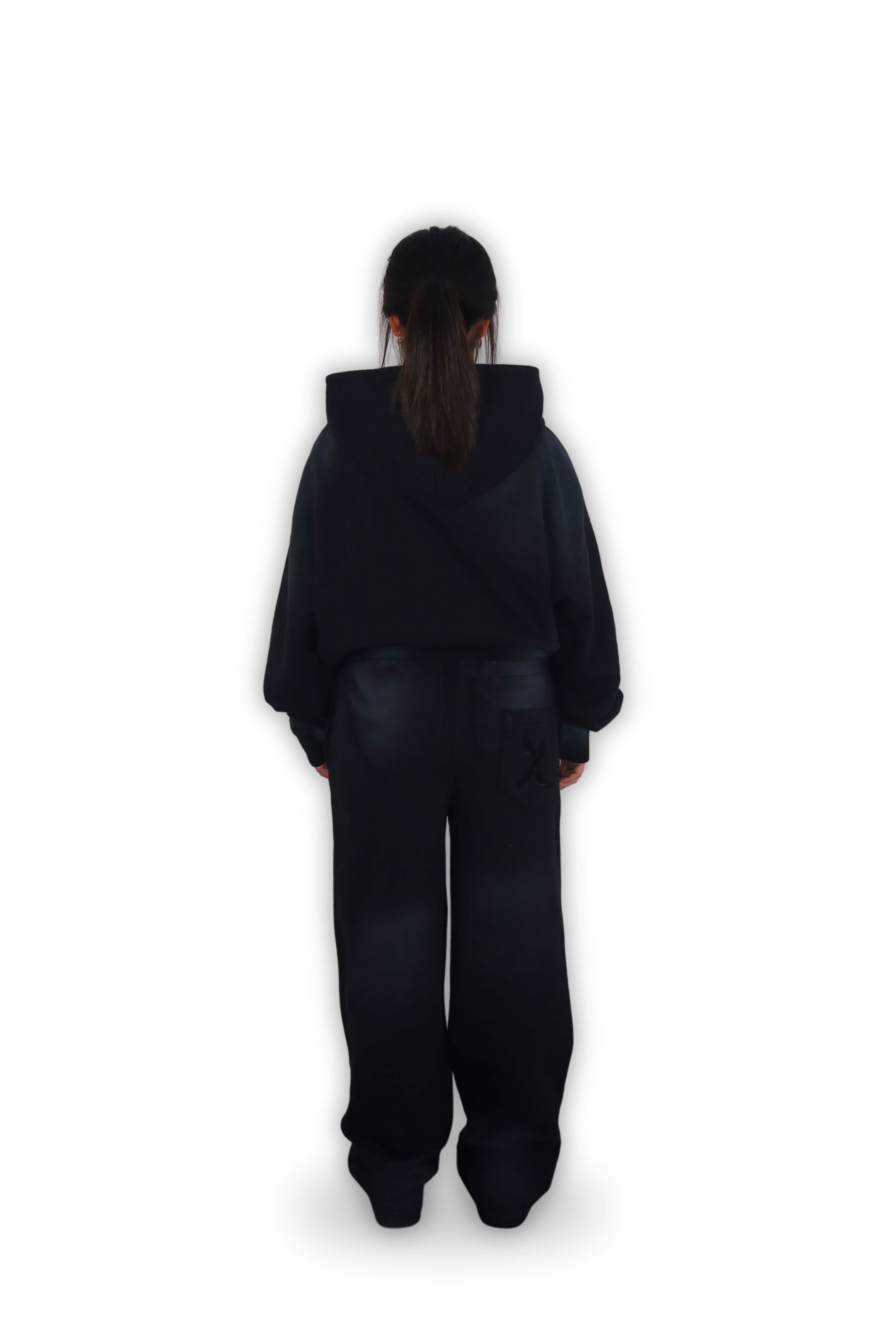 RHINESTONE ZIP HOODIE CARBON BLACK