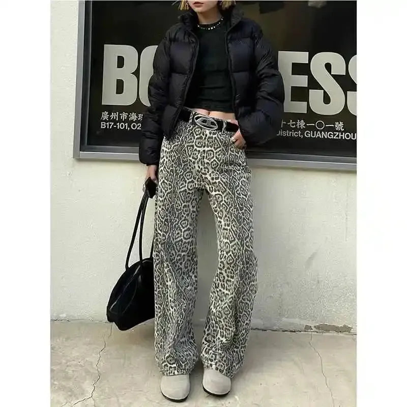 Baggy leopard-y2k streetwear