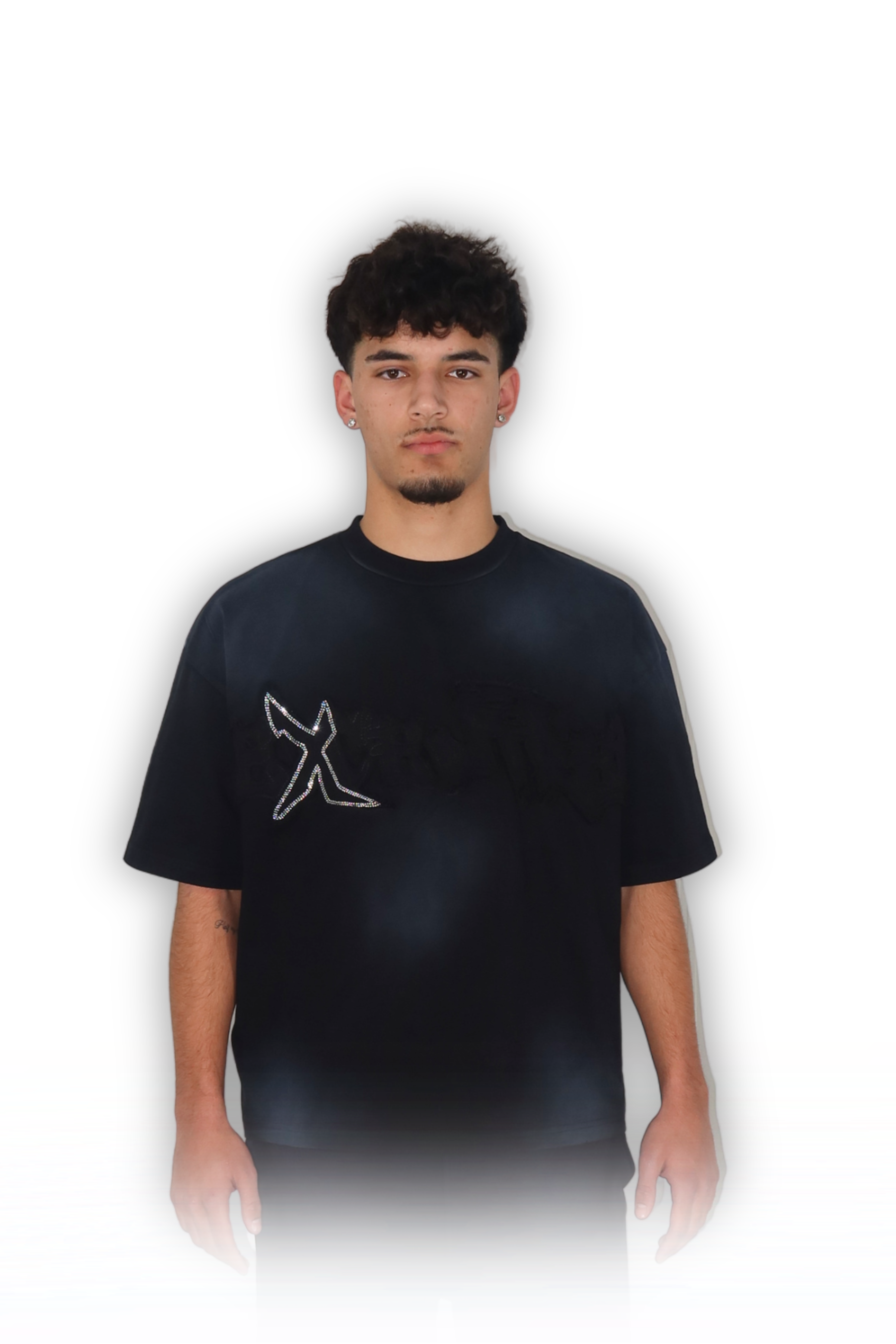 RHINESTONE T-SHIRT CARBON BLACK