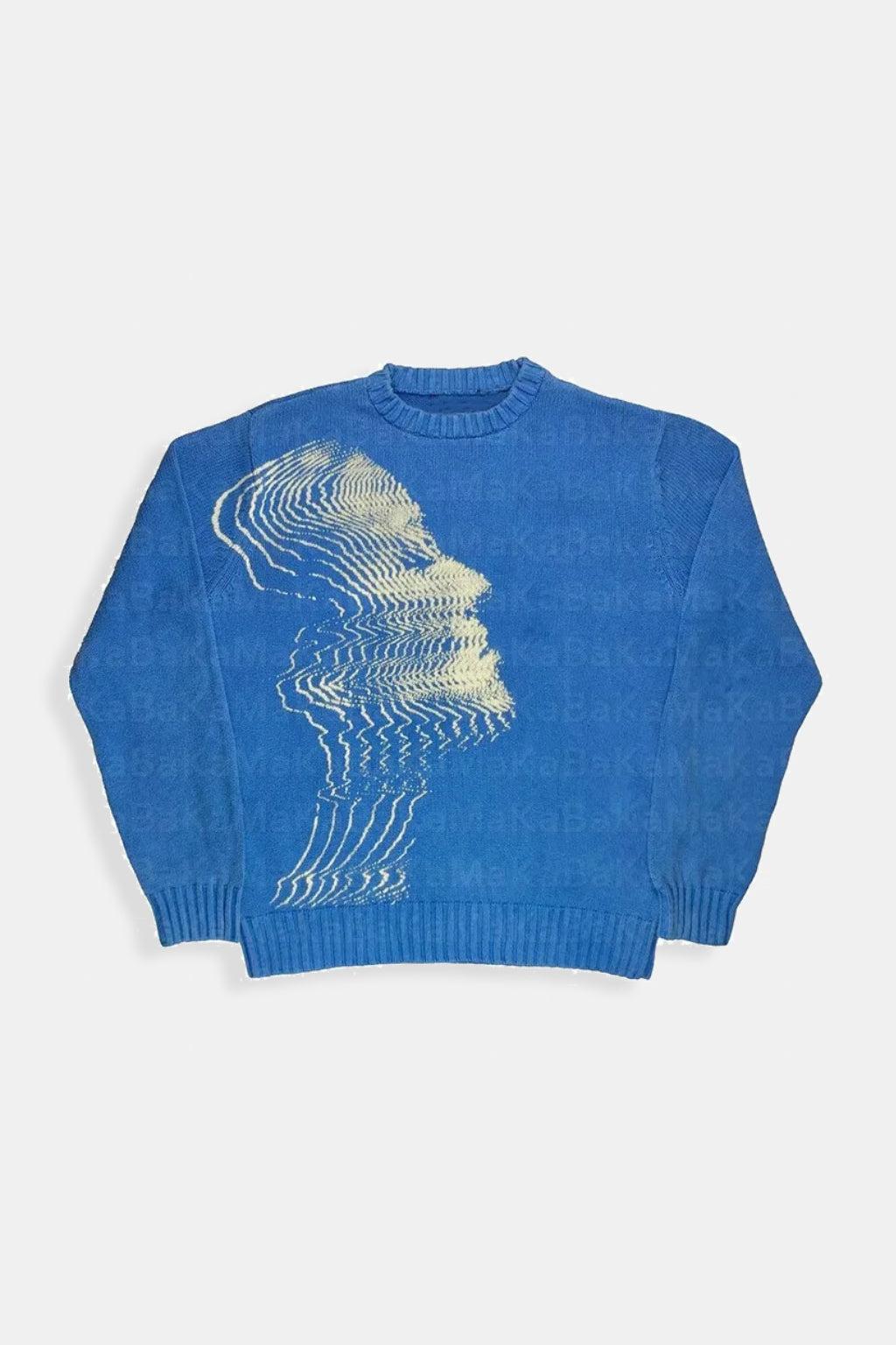 Blue Knit-y2k streetwear
