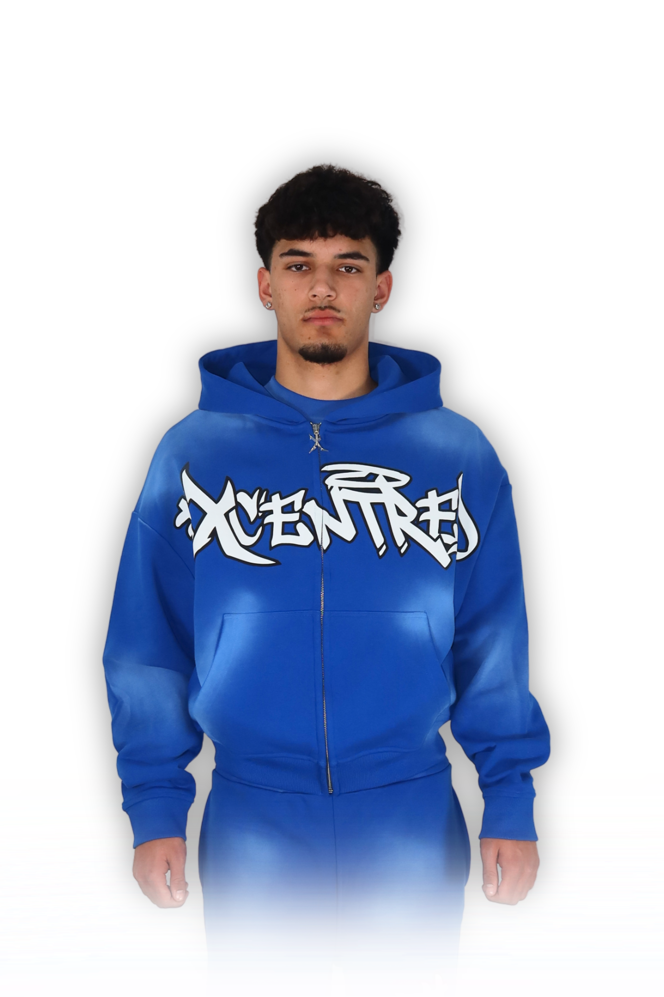 BLUE GRAFFITI ZIP HOODIE