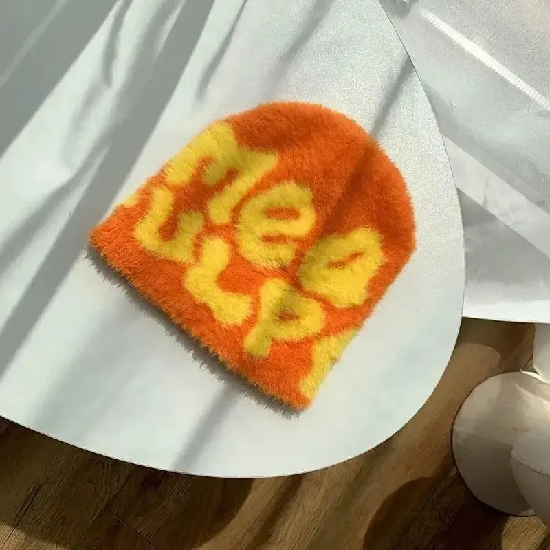 Bonnet Mohair-y2k streetwear