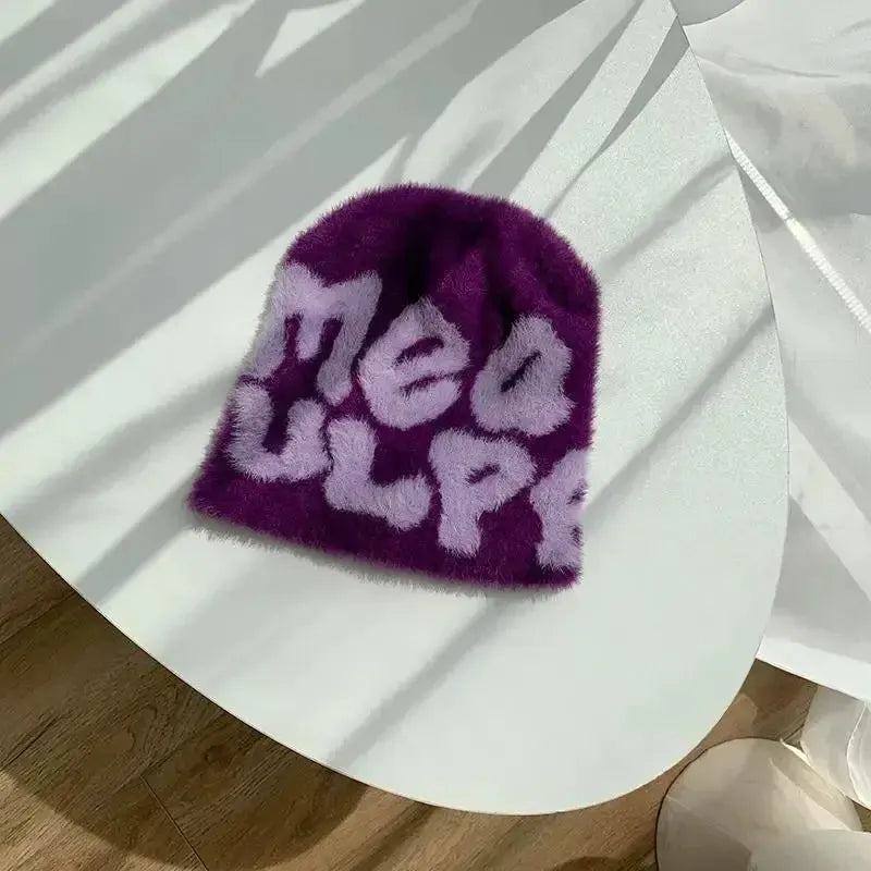 Bonnet Mohair-y2k streetwear