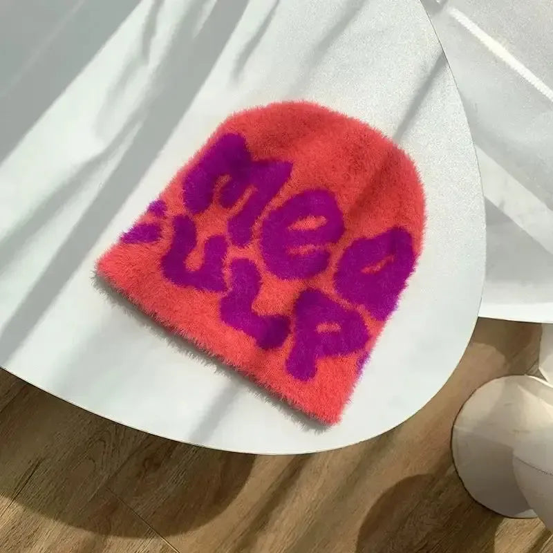 Bonnet Mohair-y2k streetwear