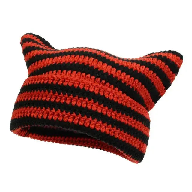 Bonnet chat crochet-y2k streetwear