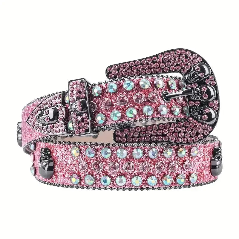Ceinture strass rose-y2k streetwear