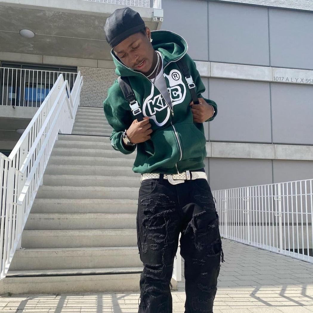 Custom full zip hoodies-y2k streetwear