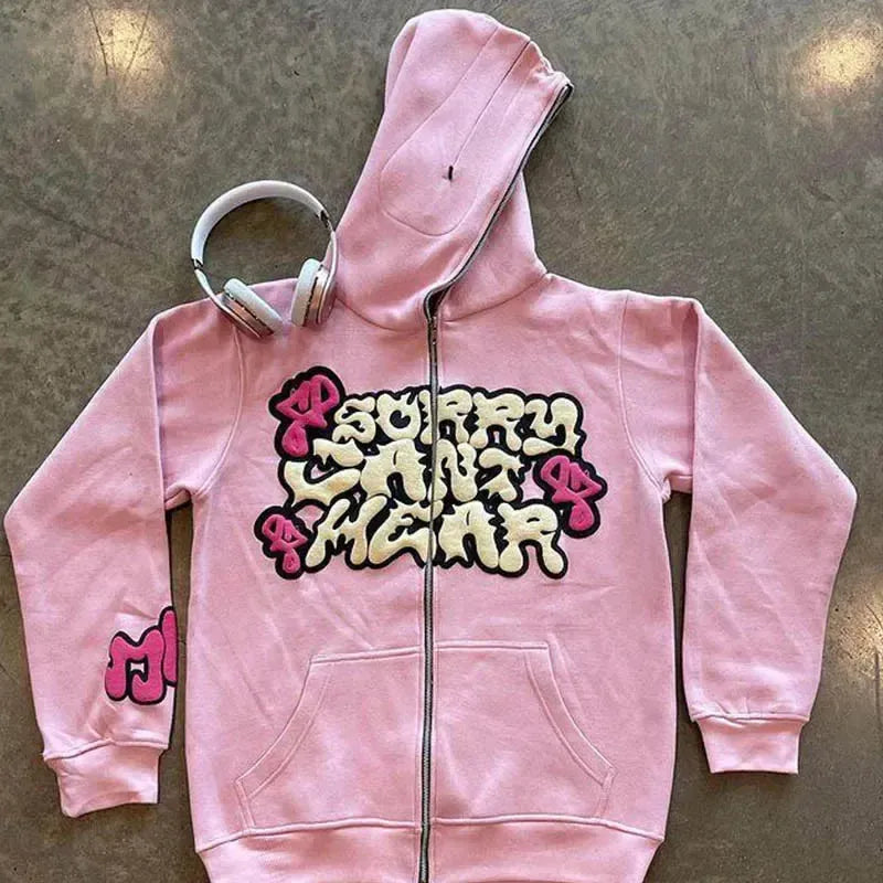 Full zip "Sorry cant hear"-y2k streetwear