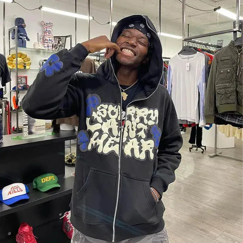 Full zip "Sorry cant hear"-y2k streetwear