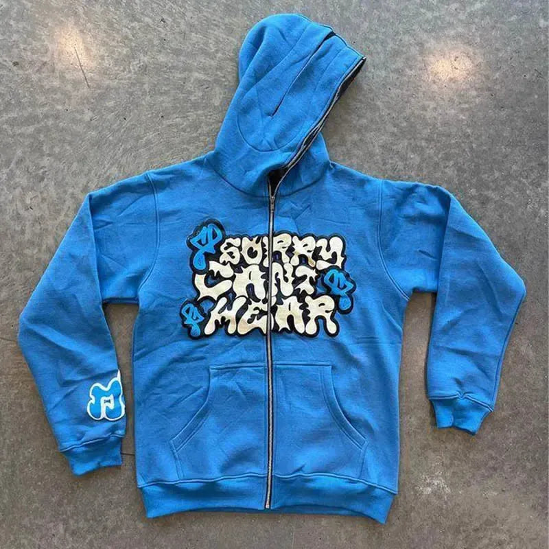 Full zip "Sorry cant hear"-y2k streetwear