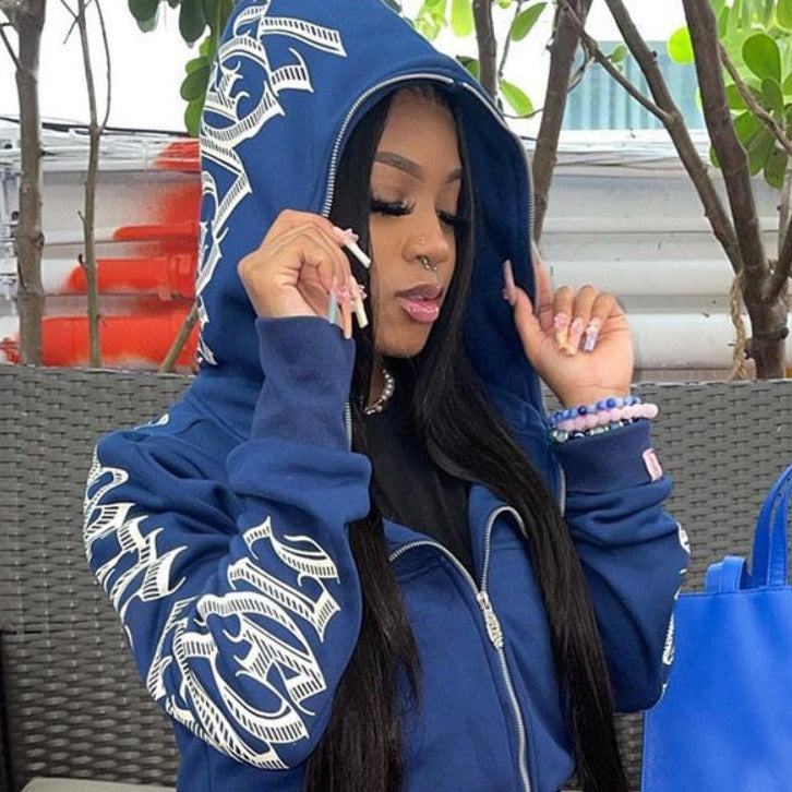 Full zip bleu