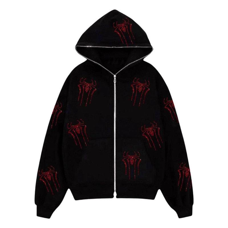 Full zip spiderman hoodie-y2k streetwear