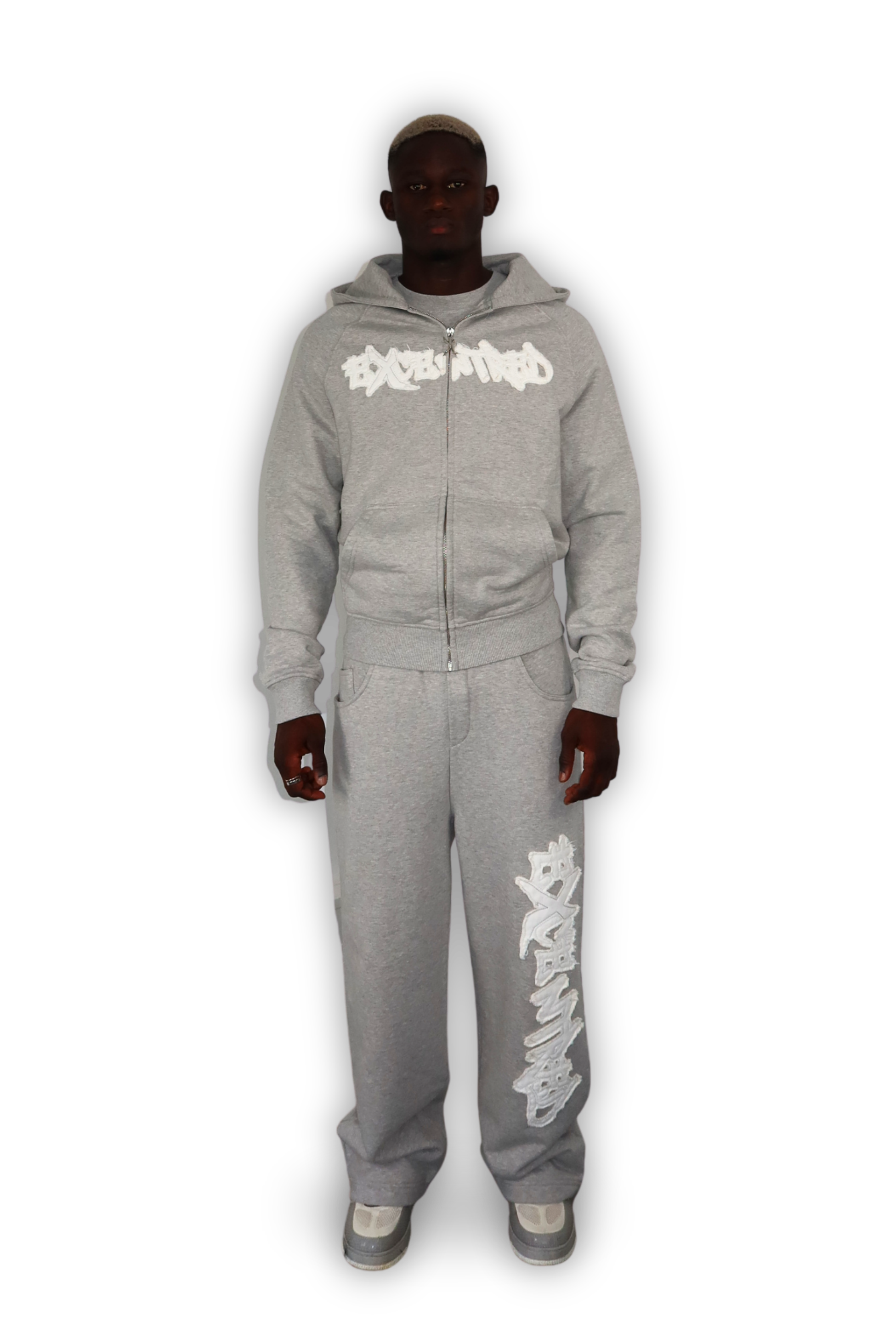 DISTRESSED ZIP HOODIE SMOKE GREY