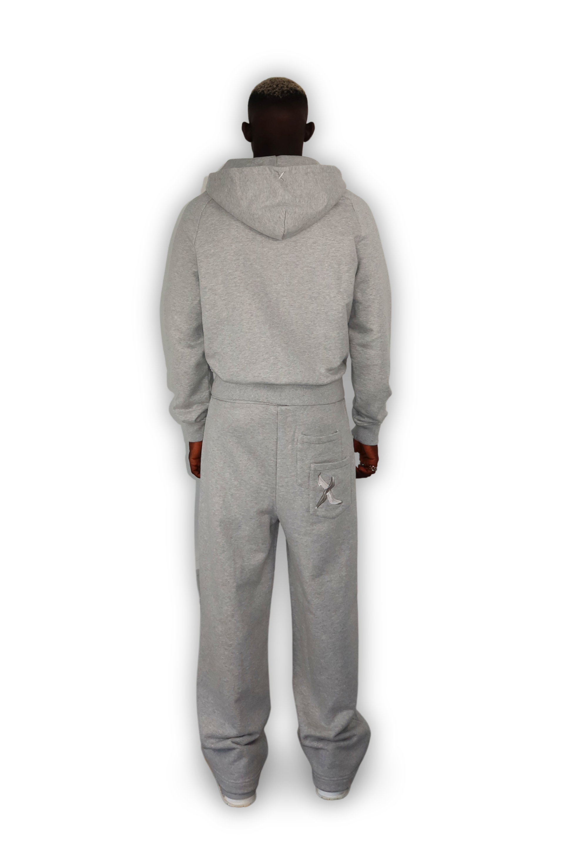 DISTRESSED ZIP HOODIE SMOKE GREY