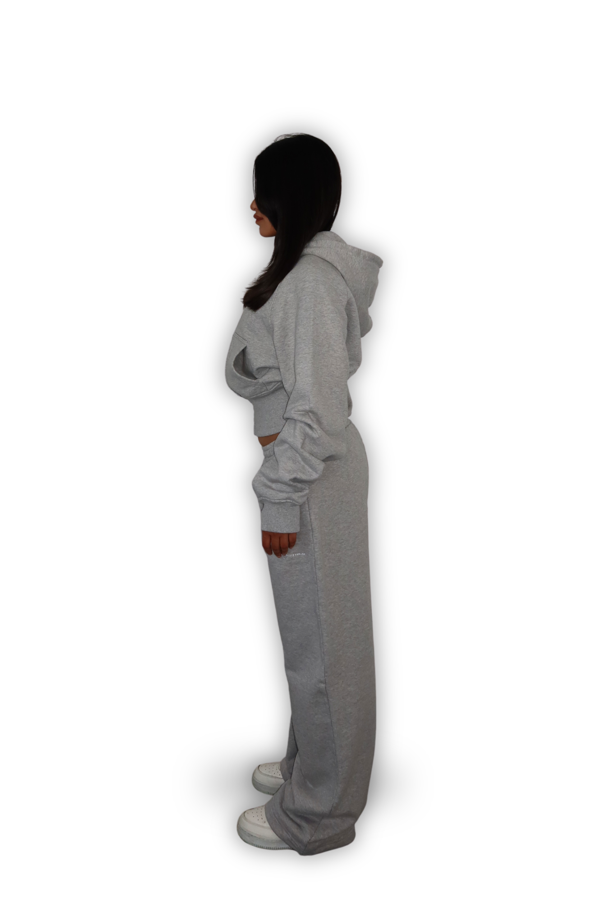 CROPPED ZIP HOODIE SMOKE GREY