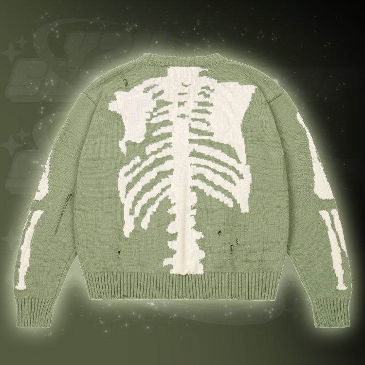 Green skeleton sweater