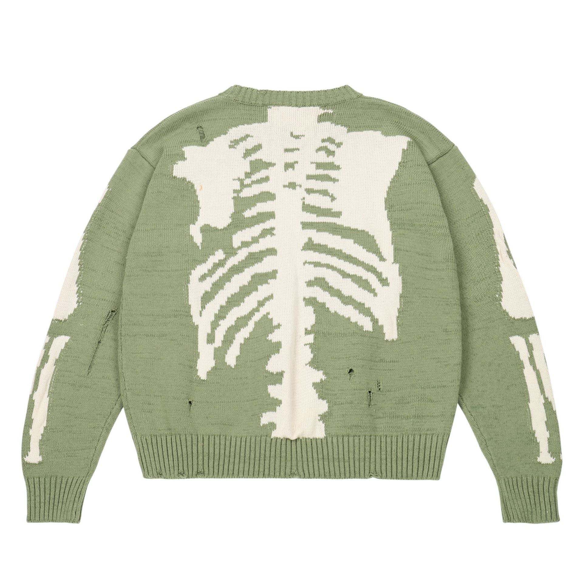 Green skeleton sweater-y2k streetwear
