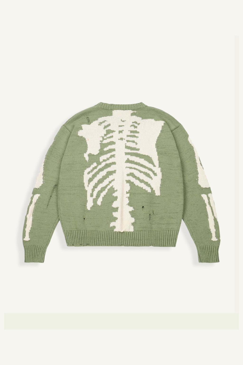 Green skeleton sweater