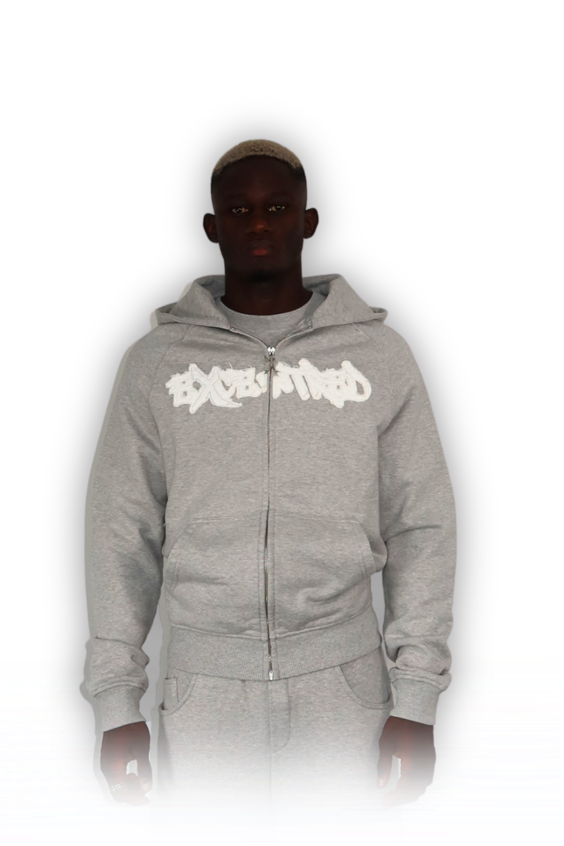 DISTRESSED ZIP HOODIE SMOKE GREY