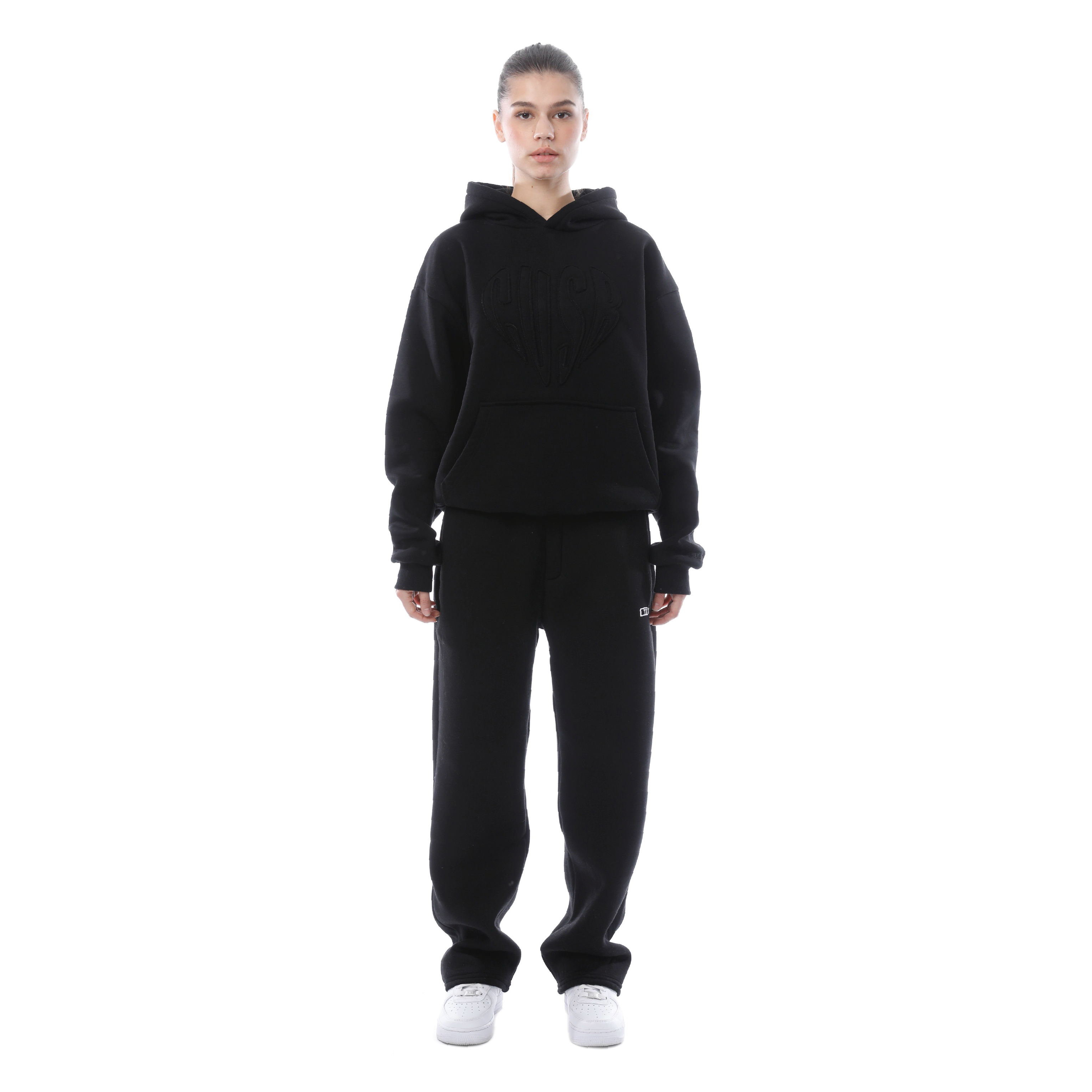 HEART HOODIE BLACK ON BLACK