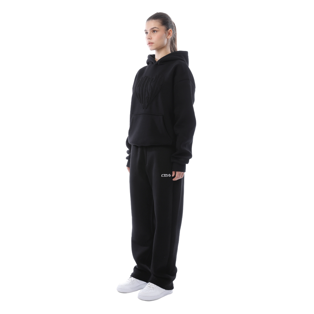 HEART HOODIE BLACK ON BLACK