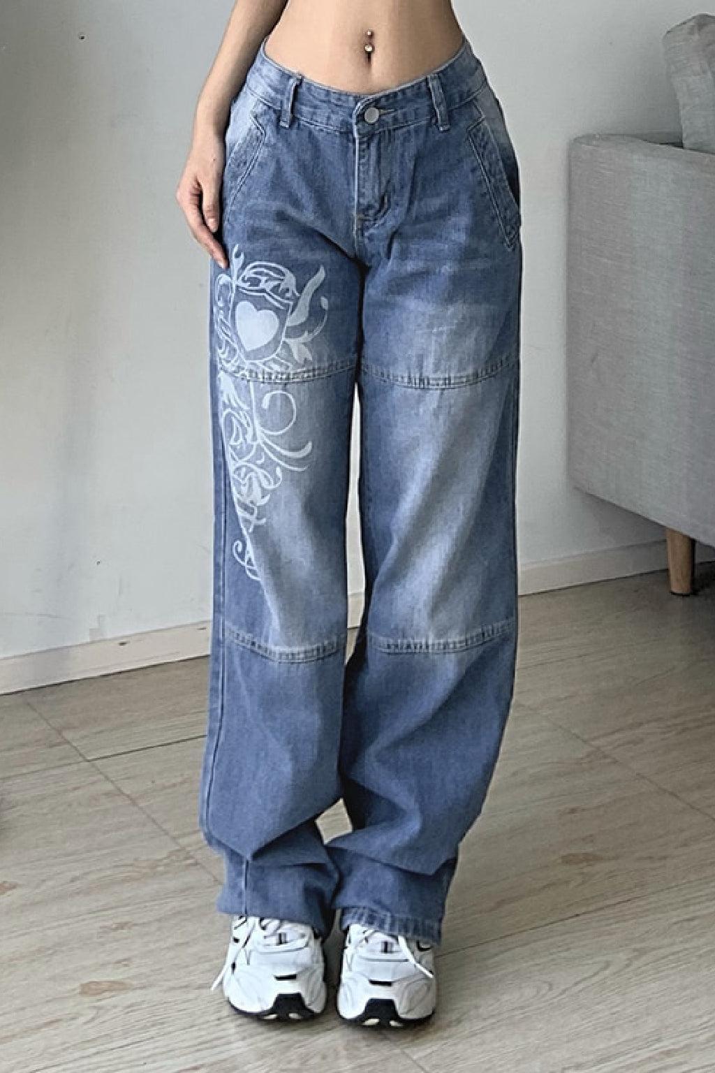 Jean Taille Basse Y2K-y2k streetwear