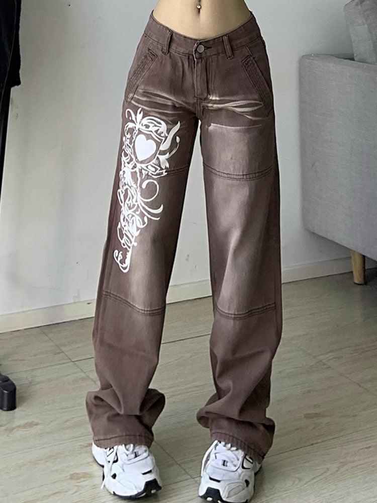 Jean Taille Basse Y2K-y2k streetwear