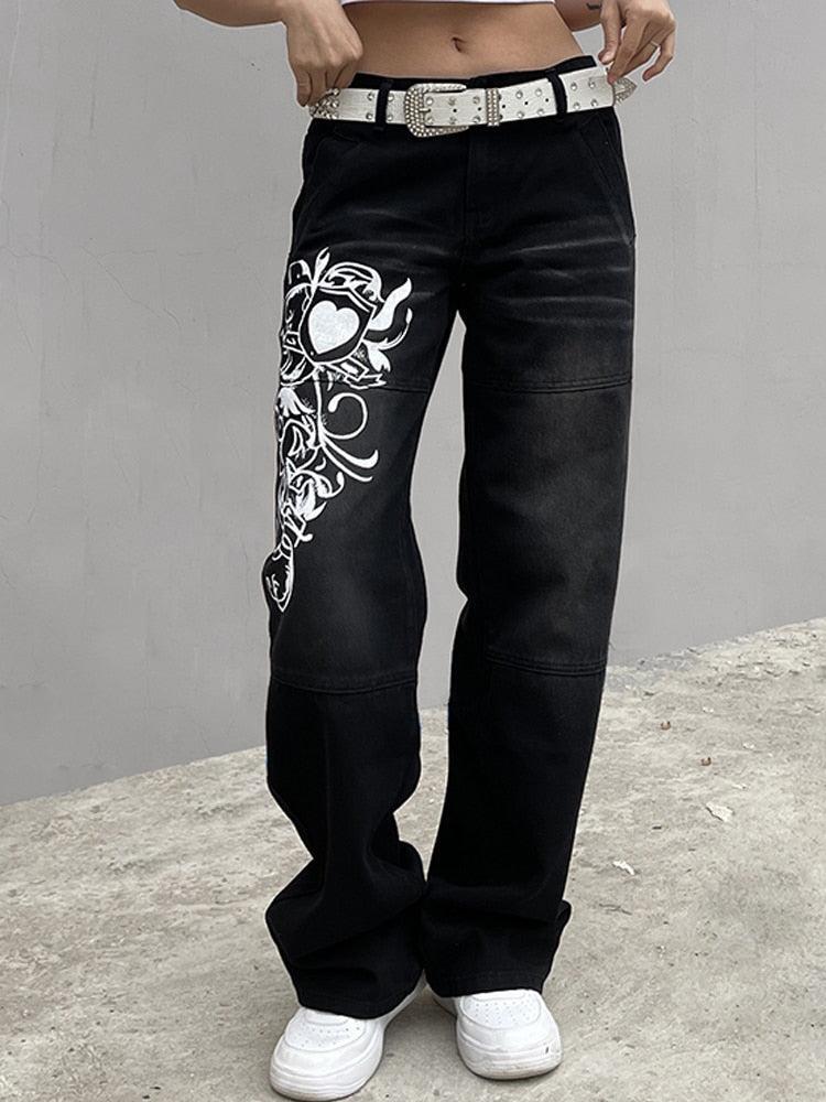Jean Taille Basse Y2K-y2k streetwear