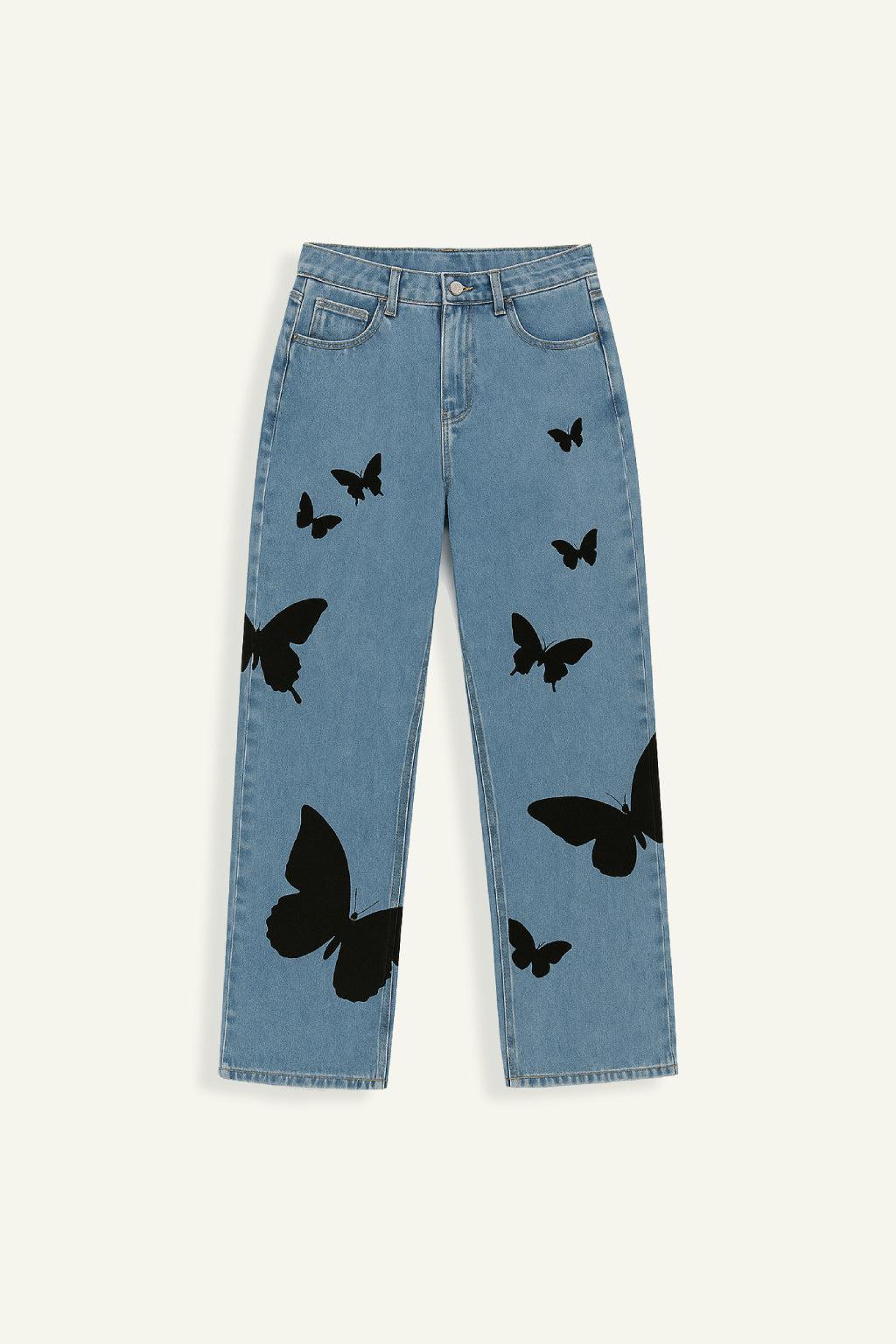 Jean papillon-y2k streetwear