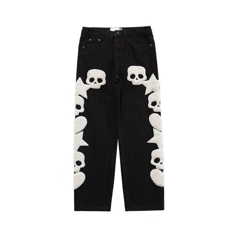 Jean tête de mort-y2k streetwear