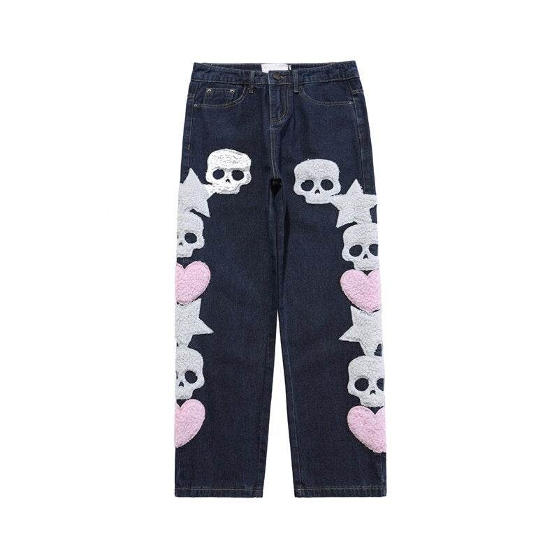 Jean tête de mort-y2k streetwear