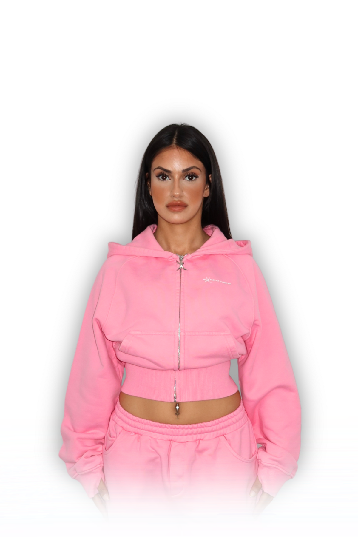 CROPPED ZIP HOODIE SAKURA PINK