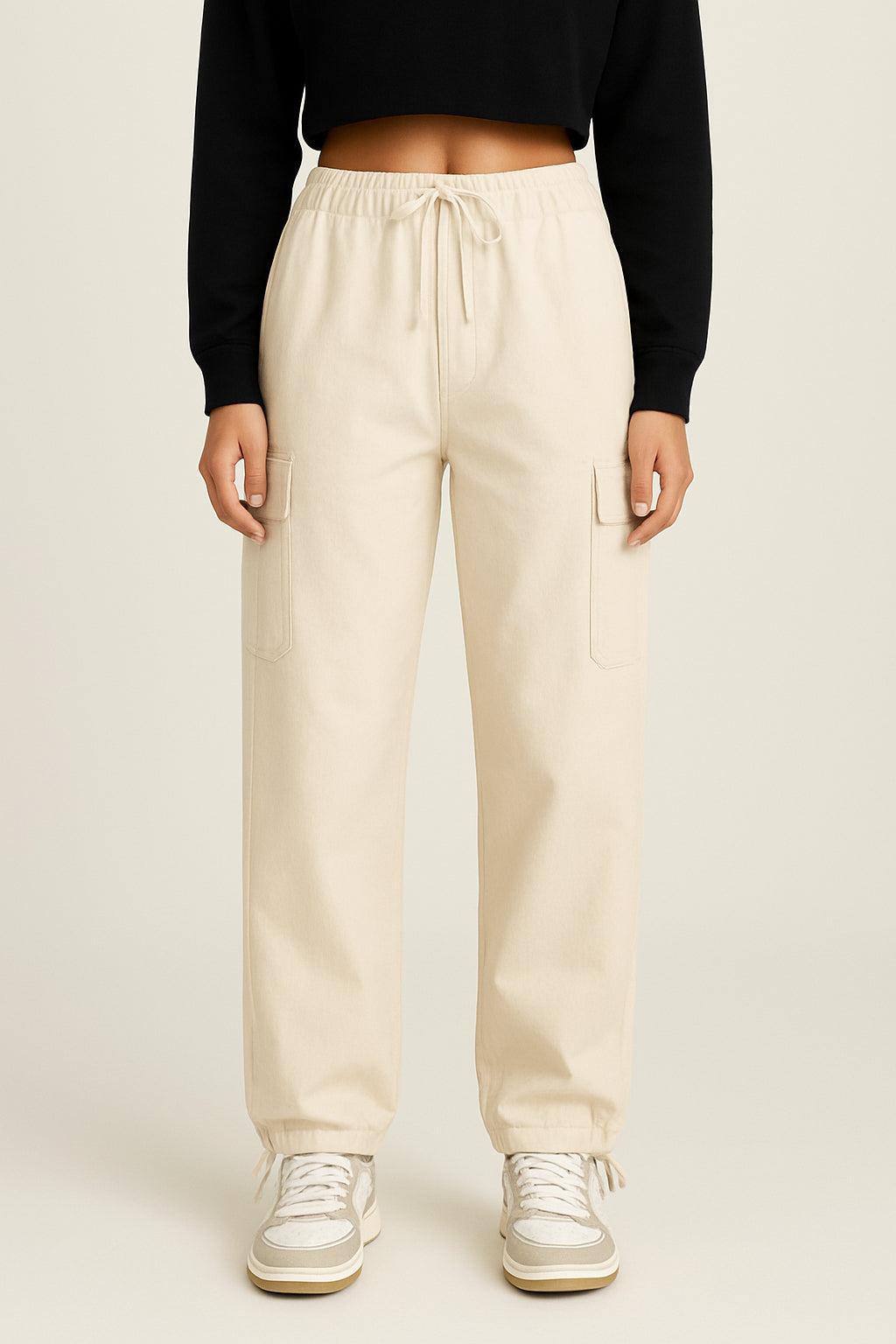 Pantalon parachute beige