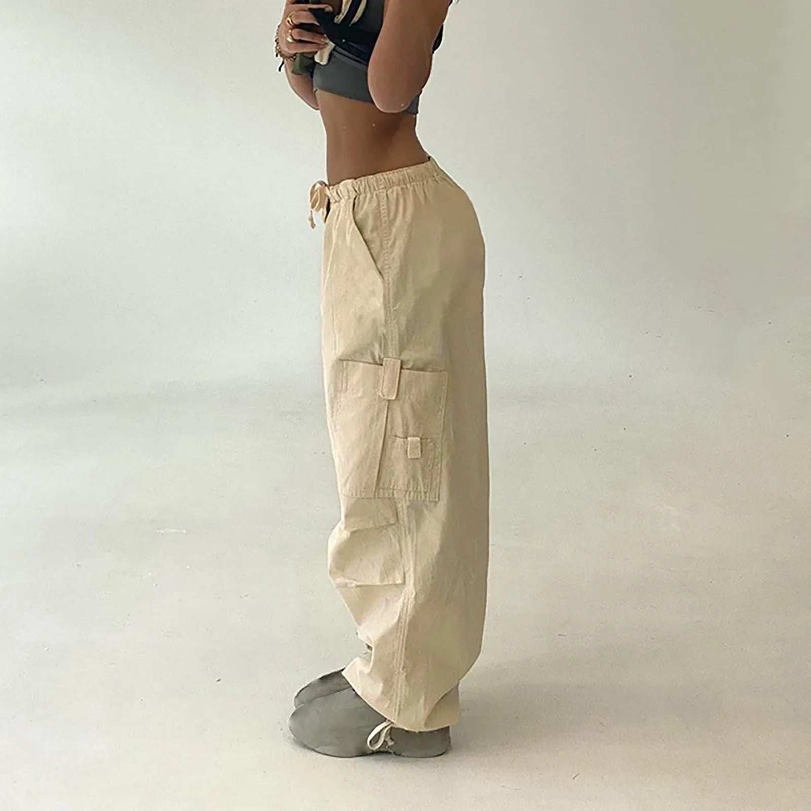 Pantalon parachute beige