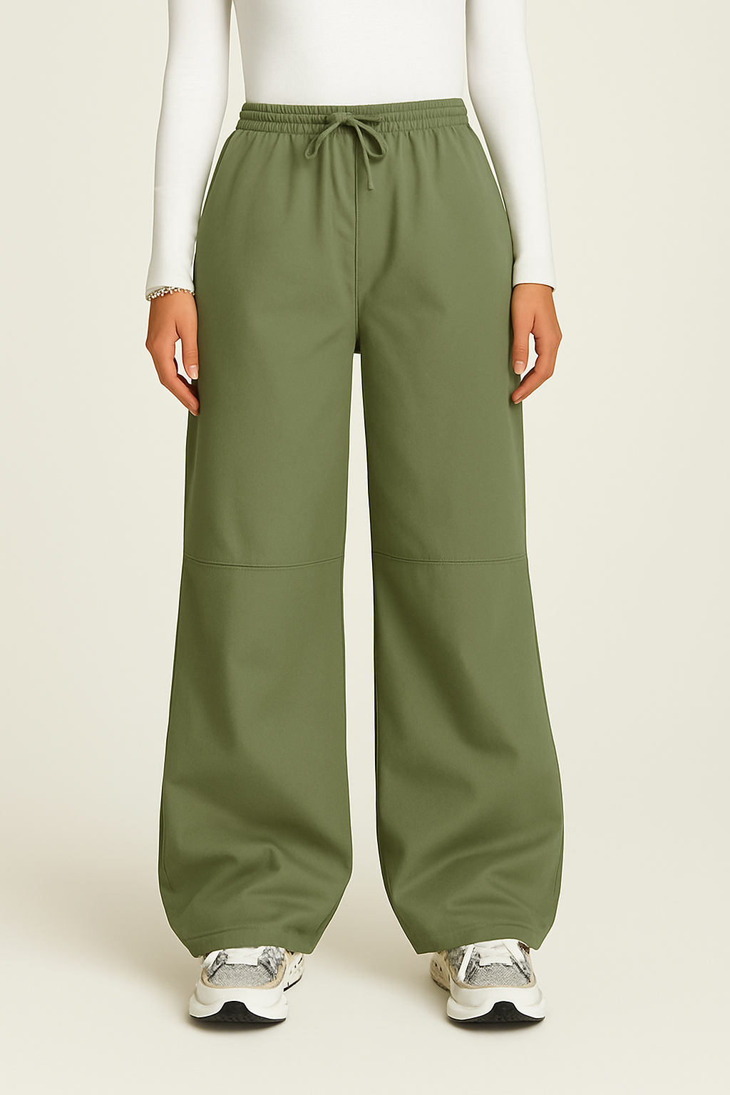 Pantalon parachute kaki