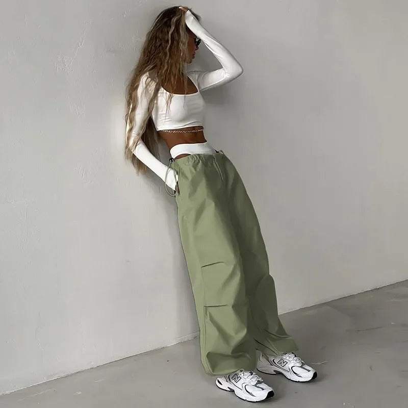 Pantalon parachute kaki